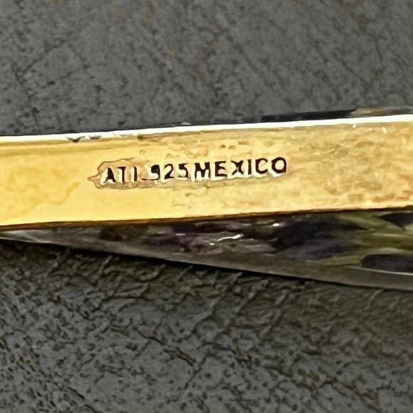 Vintage sterling silver vermeil dried flower dangle earrings - Picture 5 of 7